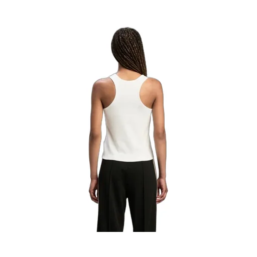 Logo Embroidered Ribbed Tank Top