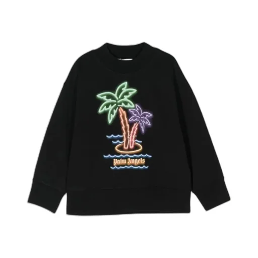 Neon Palms Tree Printed Fleece Sweatshirt