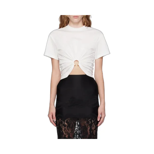 Ring Detailed Cropped T-Shirt