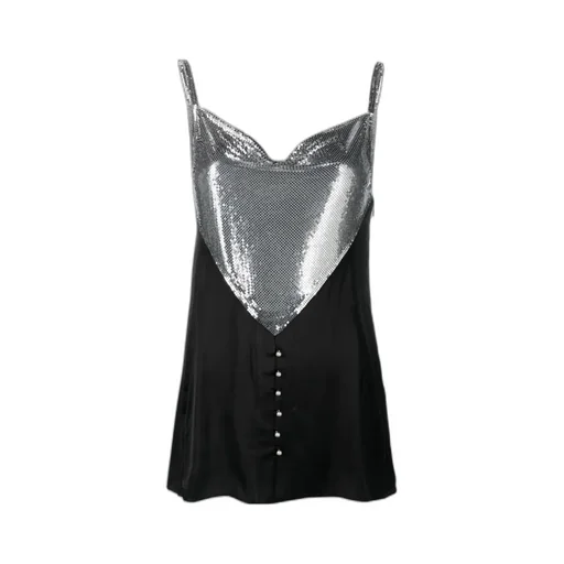 Chainmail Panelled Cowl-Neck Top
