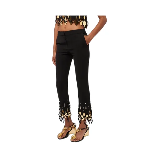 Studded-Ankles Cropped Trousers