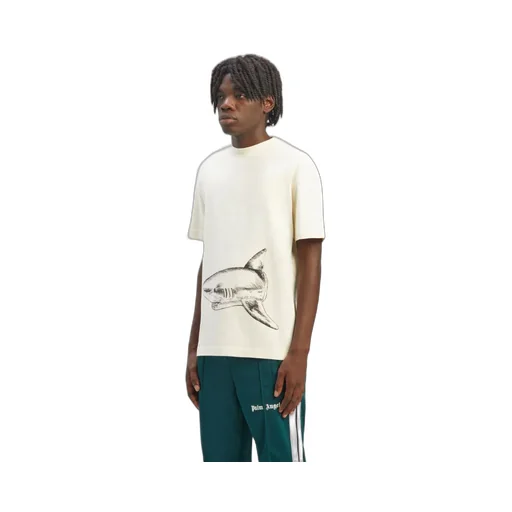 Broken Shark Print Cotton T-Shirt