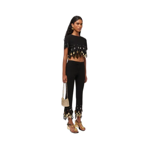 Studded-Ankles Cropped Trousers