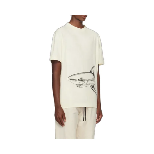 Broken Shark Print Cotton T-Shirt