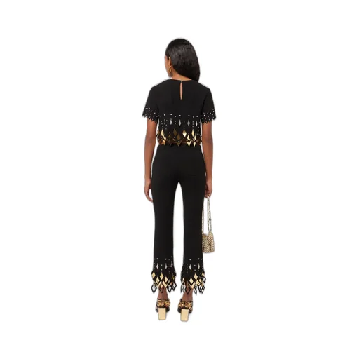 Studded-Ankles Cropped Trousers