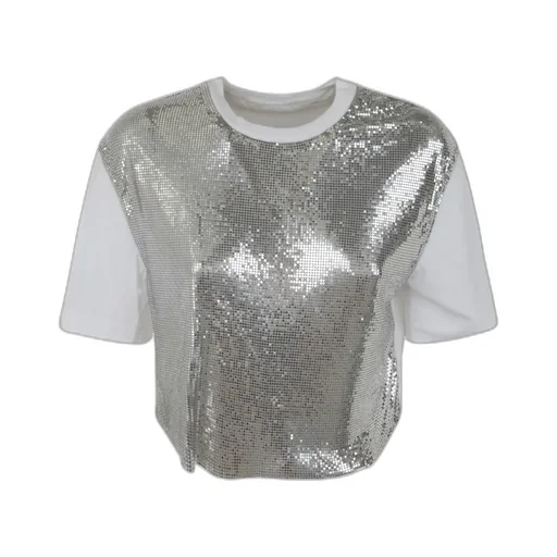 Metallic Mesh Crewneck T-Shirt