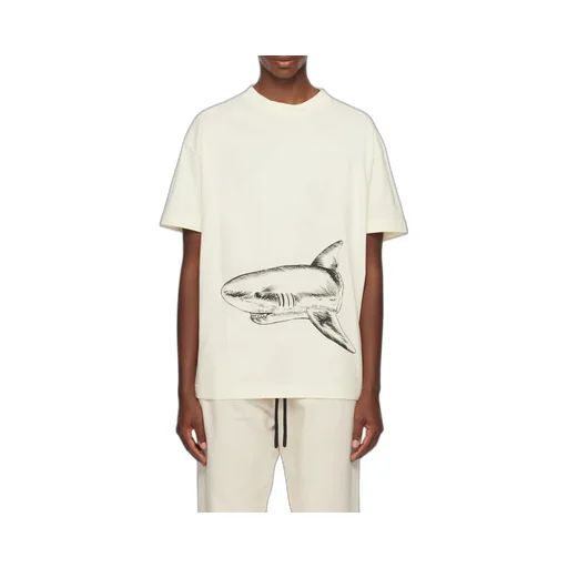 Broken Shark Print Cotton T-Shirt