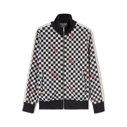 Damier Printed Zipped Track Jacket