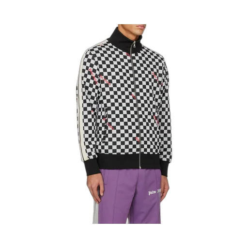 Damier Printed Zipped Track Jacket