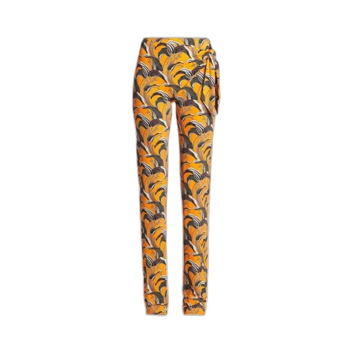 Abstract Printed Tie-Detail Trousers