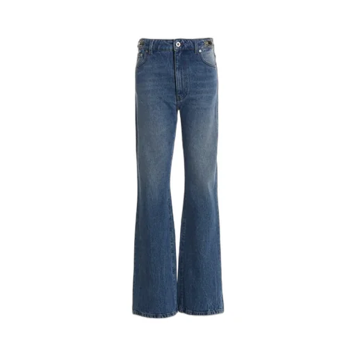 Chain-Embellished Straight-Leg Jeans