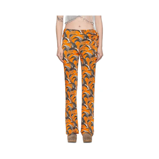 Abstract Printed Tie-Detail Trousers
