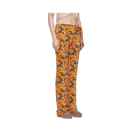 Abstract Printed Tie-Detail Trousers