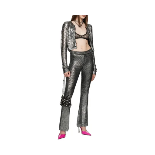 All-Over Patterned Flared Trousers