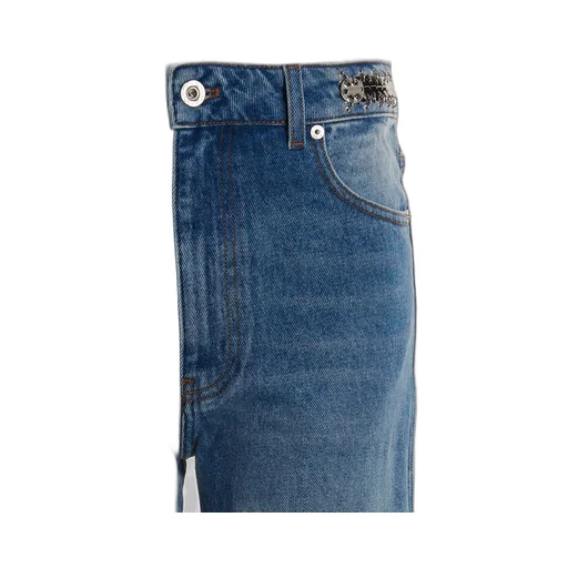 Chain-Embellished Straight-Leg Jeans