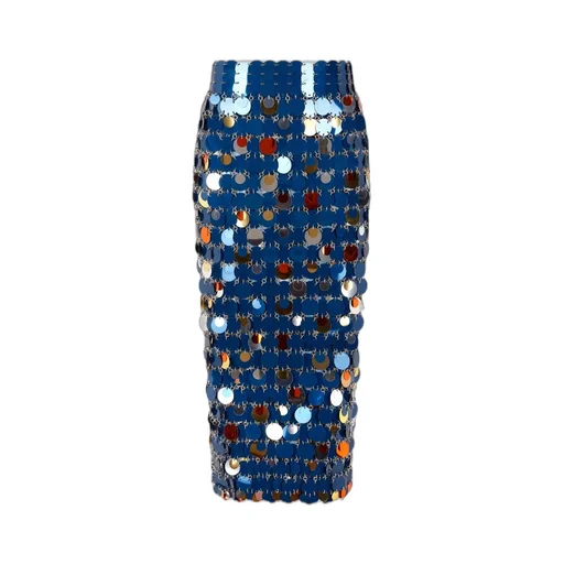 High Waisted Sequinned Midi Skirt