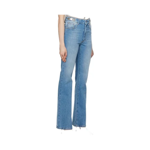 Chain-Embellished Straight-Leg Jeans