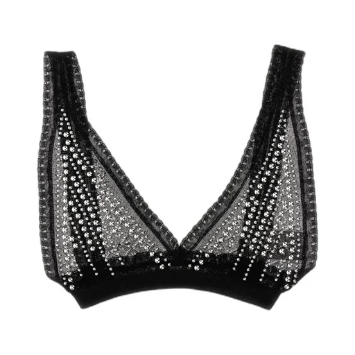 Bead-Embellished Semi-Sheer Bra