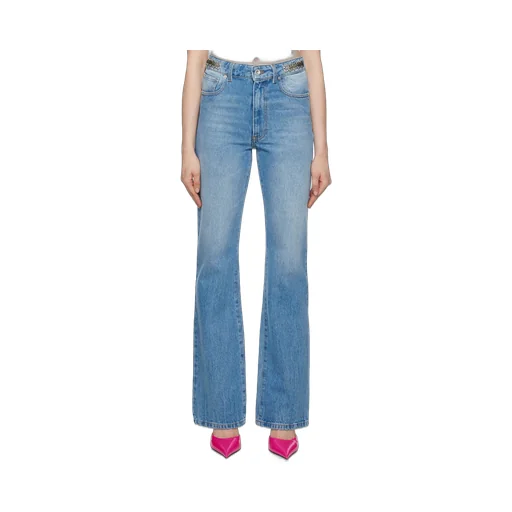 Chain-Embellished Straight-Leg Jeans