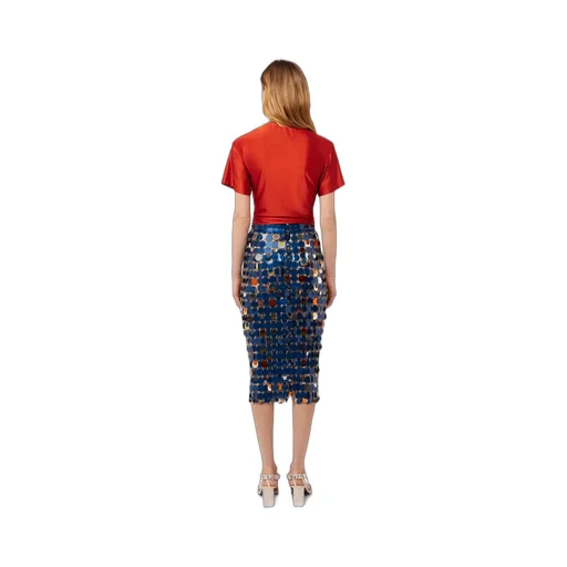 High Waisted Sequinned Midi Skirt