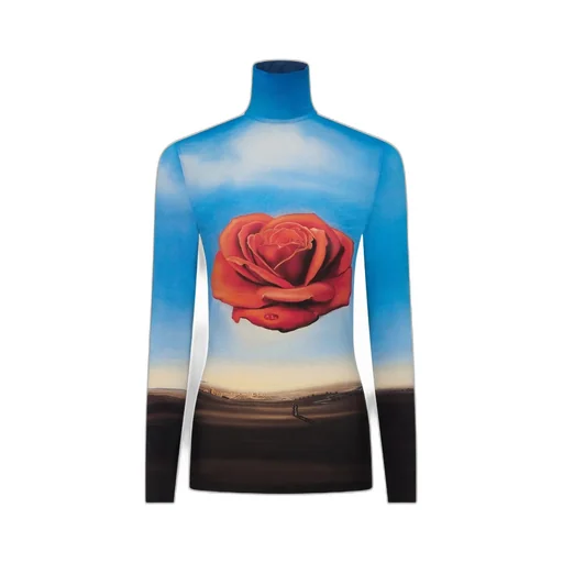 Rose Print Long-Sleeve Top