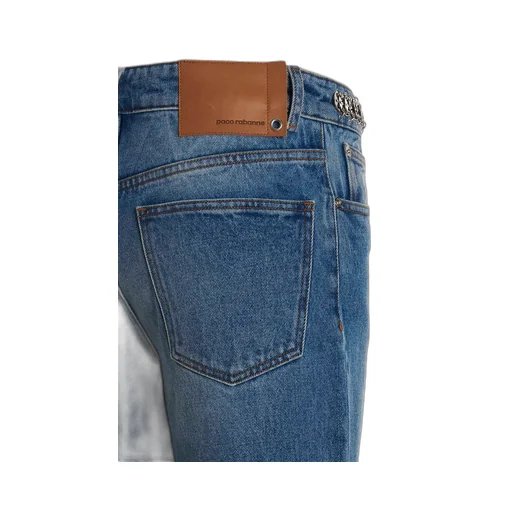 Chain-Embellished Straight-Leg Jeans