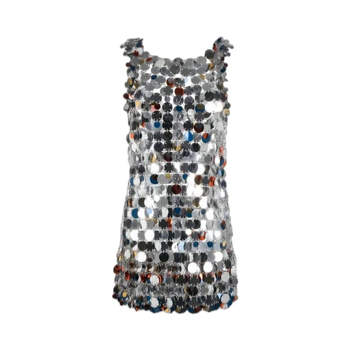 Sequin-Embellished V-Neck Minidress