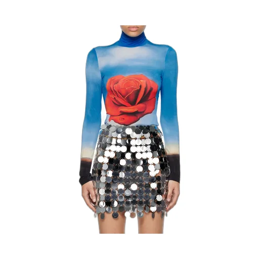 Rose Print Long-Sleeve Top