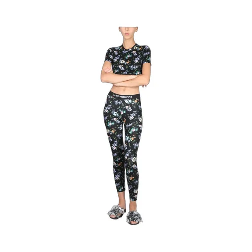 Paint-Splatter Print Logo-Band Crop Top