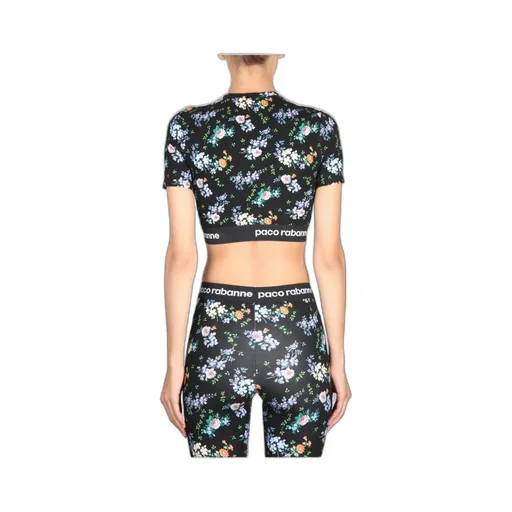 Paint-Splatter Print Logo-Band Crop Top