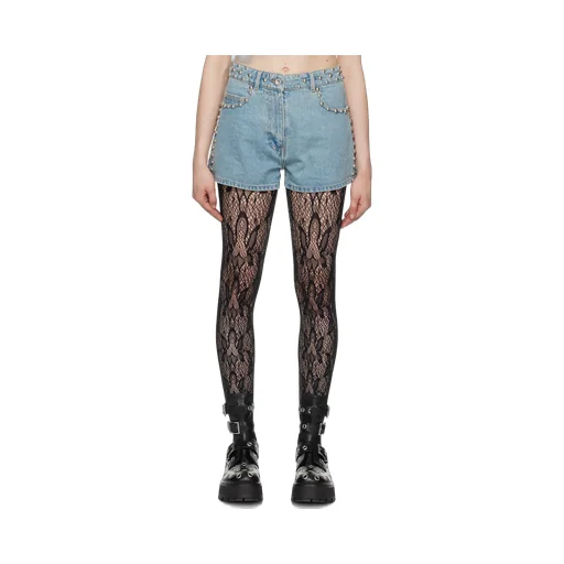 Logo-Patch Studded Denim Shorts