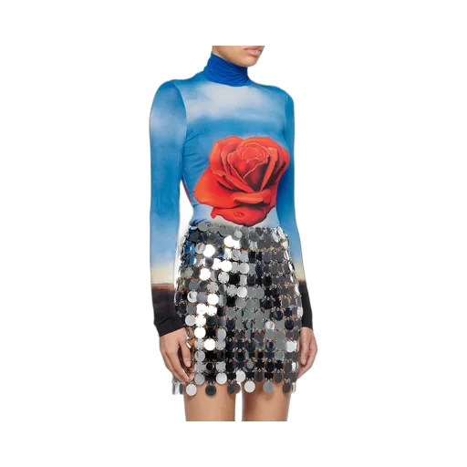 Rose Print Long-Sleeve Top