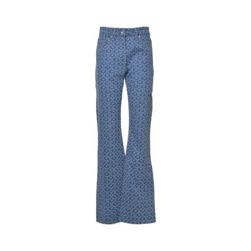 Patterned High-Waist Straight-Leg Jeans