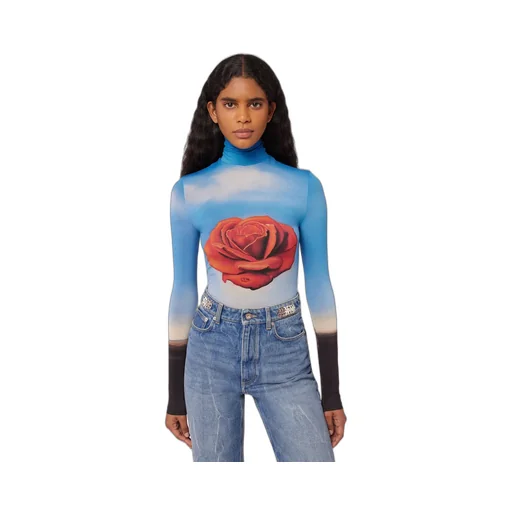 Rose Print Long-Sleeve Top