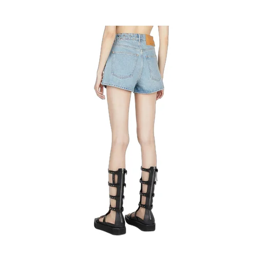Logo-Patch Studded Denim Shorts