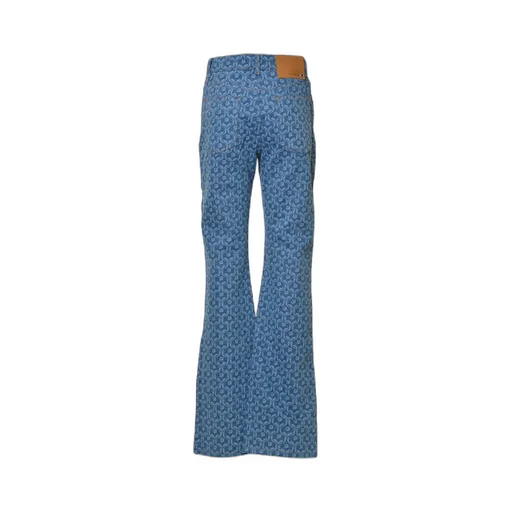 Patterned High-Waist Straight-Leg Jeans