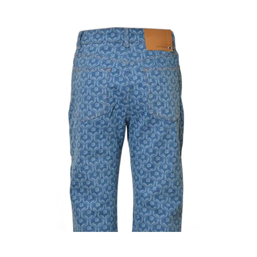 Patterned High-Waist Straight-Leg Jeans