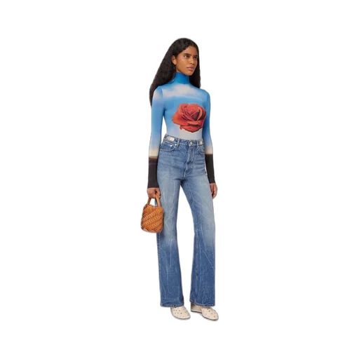 Rose Print Long-Sleeve Top