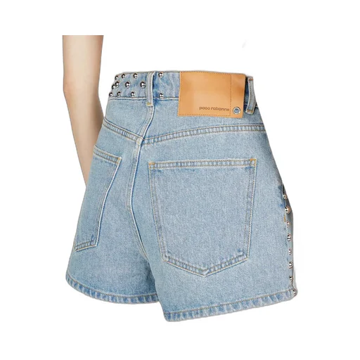 Logo-Patch Studded Denim Shorts