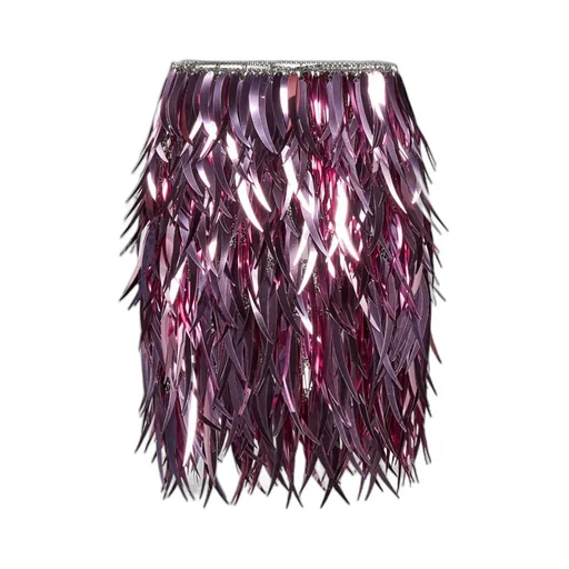 Mid-Rise Feather Detailed Mini Skirt