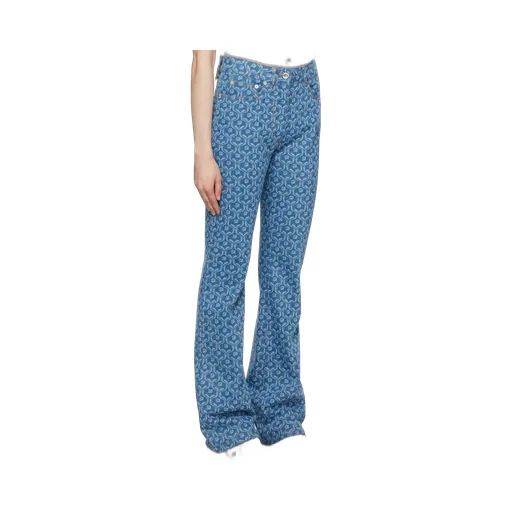 Patterned High-Waist Straight-Leg Jeans