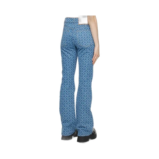 Patterned High-Waist Straight-Leg Jeans