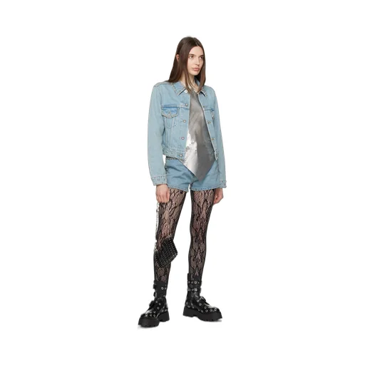 Logo-Patch Studded Denim Shorts