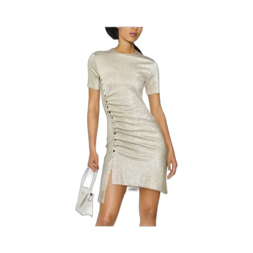 Side Buttoned Asymmetric Mini Dress