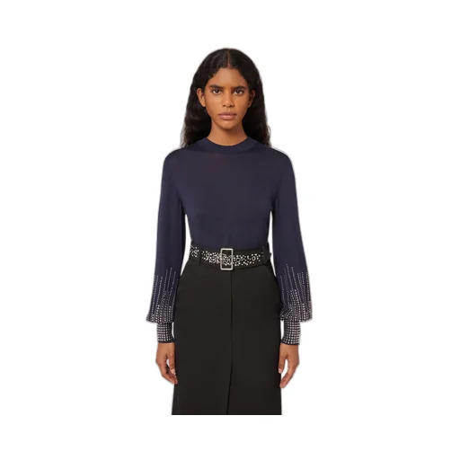 Rivet Cuff Wool Sweater