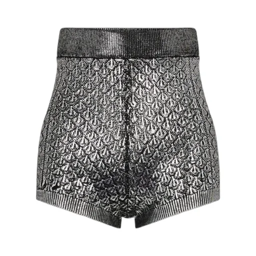 Metallic Knitted Mini Shorts