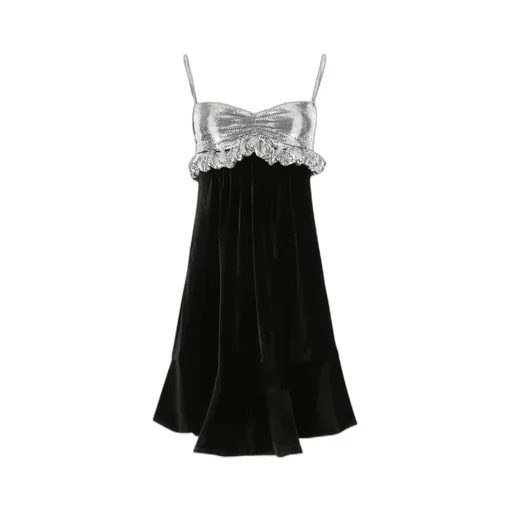 Two-Toned Chainmail Velvet Mini Dress