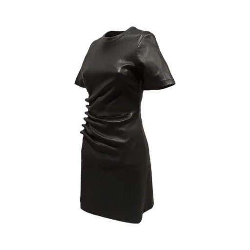 Short Gathered Leather Dress