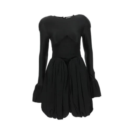 Panelled Crewneck Flared Dress