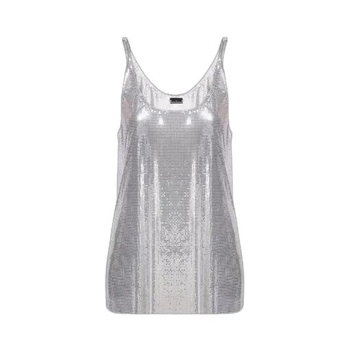 Sleeveless Metallic Mesh Tank Top